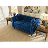 Square Arm Loveseat 2 Seater Sofa (Walnut Legs) - WoodenTwist